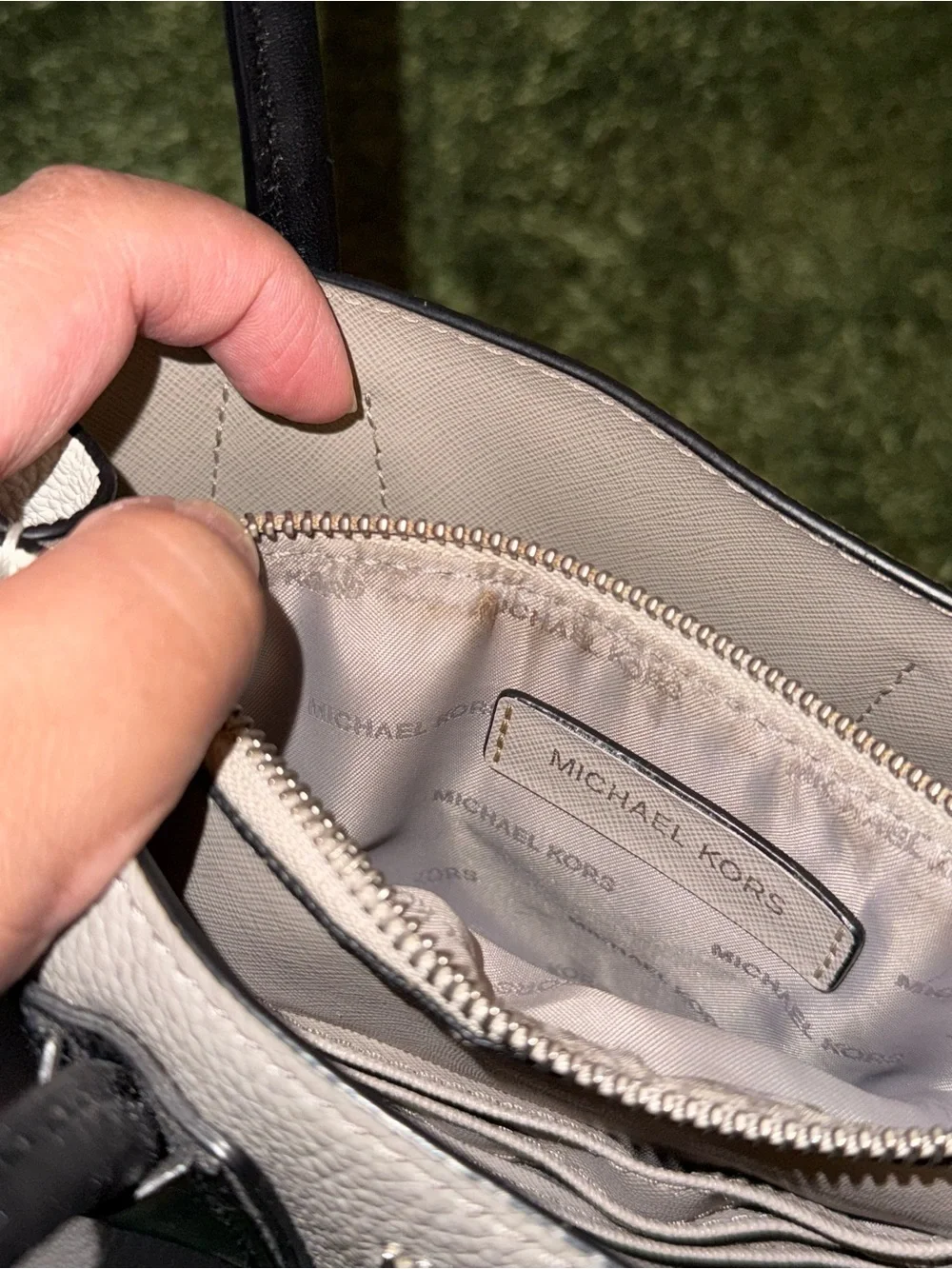 Michael Kors Pebbled Satchel in Light Taupe